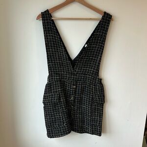 Black Tweed Overall Dress